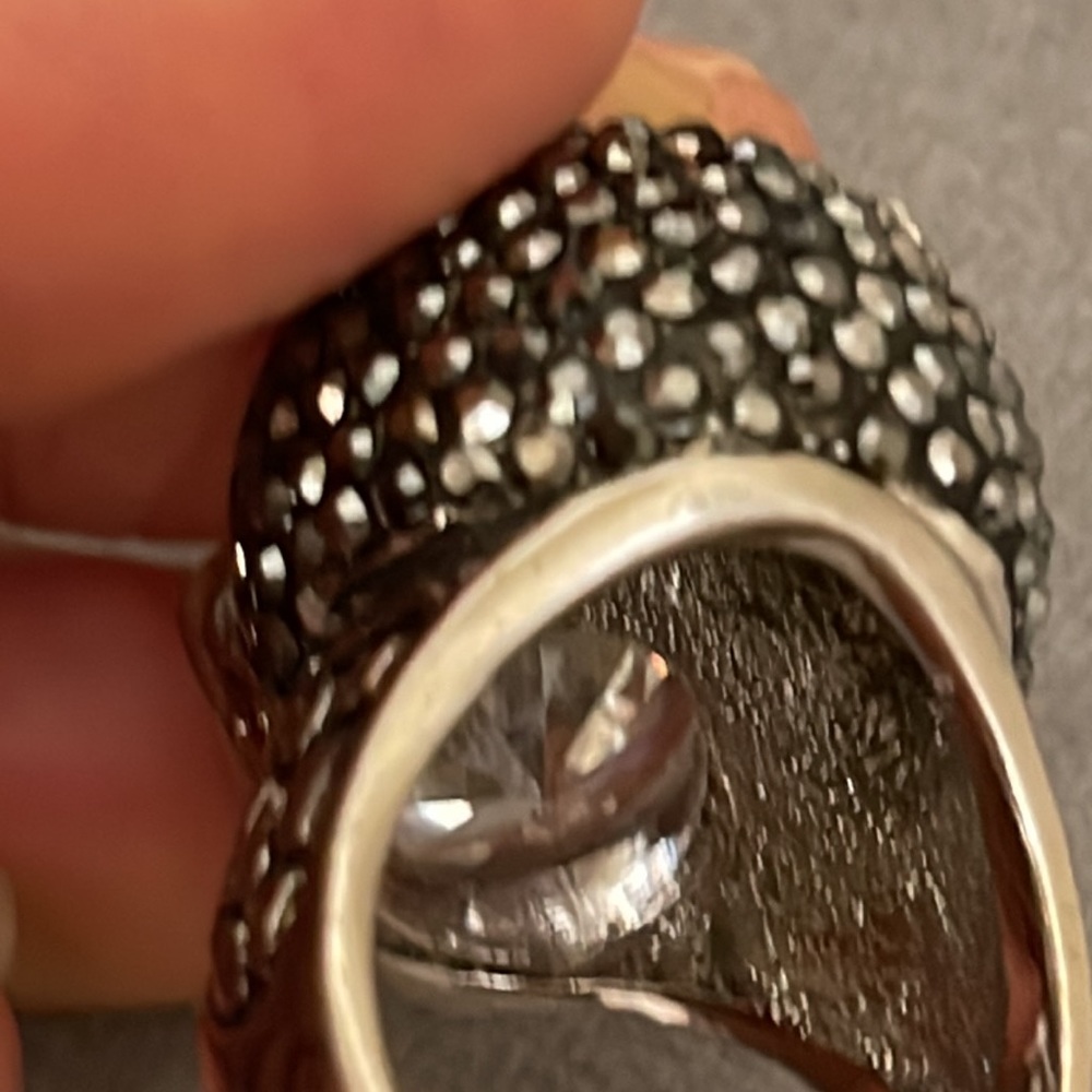 Solitaire Diamond Sterling Silver Ring - image 8